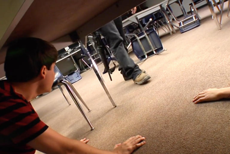 Active shooter drill training still image.